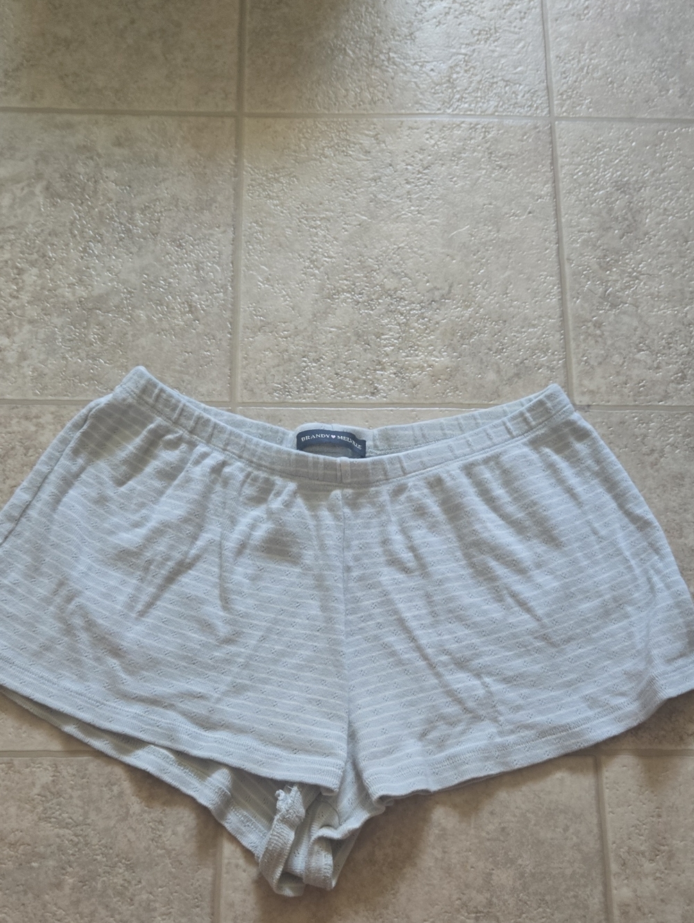 Light Blue Ribbed Lounge Shorts